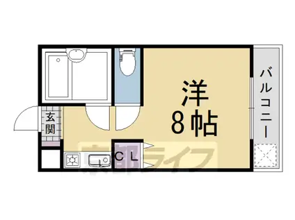 阪急電鉄京都線 西山天王山駅 徒歩9分 4階建 築27年(1K/2階)の間取り写真