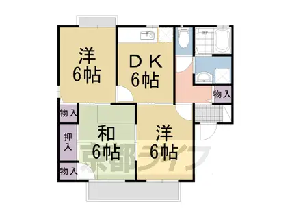 東海道本線 向日町駅 徒歩22分 2階建 築27年(3DK/1階)の間取り写真