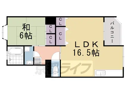 阪急電鉄京都線 洛西口駅 徒歩10分 2階建 築43年(1LDK/2階)の間取り写真