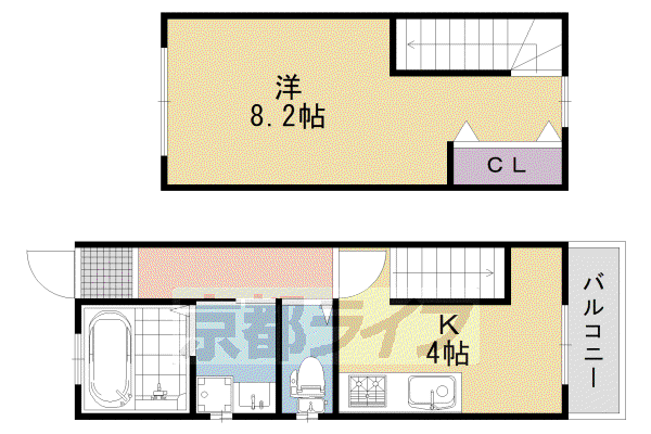 阪急電鉄京都線 西向日駅 徒歩25分 2階建 築11年(1DK)の間取り写真