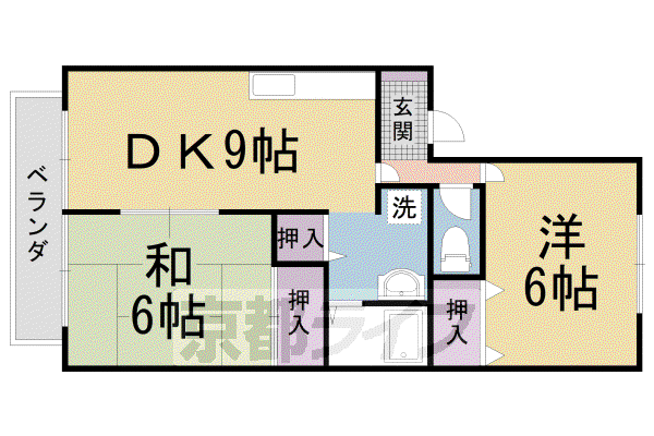 東海道本線 桂川駅(京都) 徒歩9分 2階建 築30年(2LDK/2階)の間取り写真
