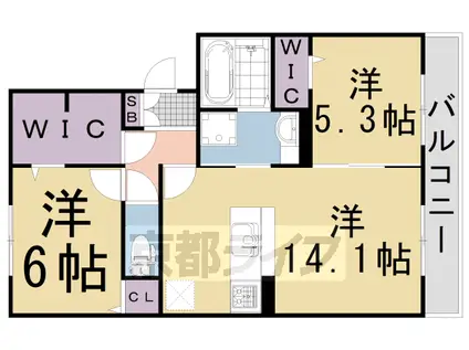阪急電鉄京都線 長岡天神駅 徒歩20分 3階建 築3年(2LDK/2階)の間取り写真