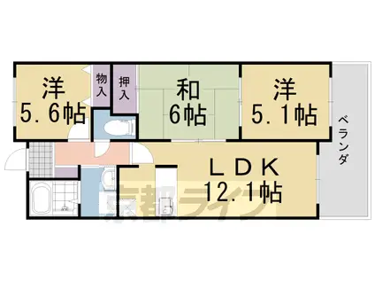 阪急電鉄京都線 西山天王山駅 徒歩7分 4階建 築26年(3LDK/4階)の間取り写真