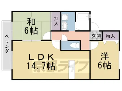 阪急電鉄京都線 西山天王山駅 徒歩9分 2階建 築25年(2LDK/1階)の間取り写真