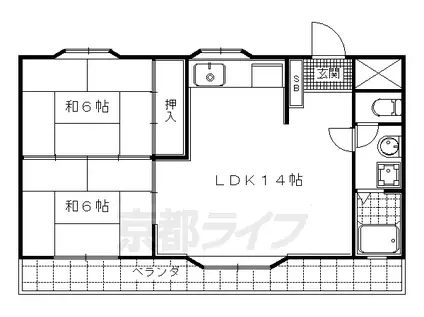 椋の木マンション(2LDK/3階)の間取り写真