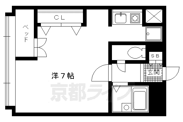阪急電鉄京都線 長岡天神駅 徒歩5分 3階建 築23年(1K/3階)の間取り写真