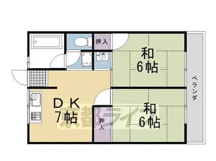 シティハイム物集女(2DK/2階)の間取り写真