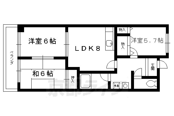 東海道本線 山崎駅(京都) 徒歩10分 4階建 築38年(3DK/3階)の間取り写真