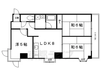 阪急電鉄京都線 洛西口駅 徒歩15分 3階建 築43年(3LDK/1階)の間取り写真