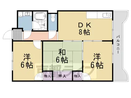 阪急電鉄京都線 洛西口駅 徒歩15分 3階建 築43年(3DK/2階)の間取り写真