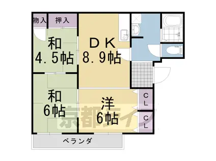 ウエストヒルA棟(3LDK/1階)の間取り写真