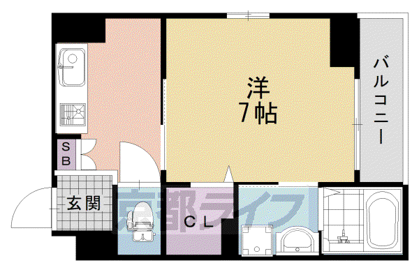 東海道本線 向日町駅 徒歩5分 3階建 築6年(1K/1階)の間取り写真