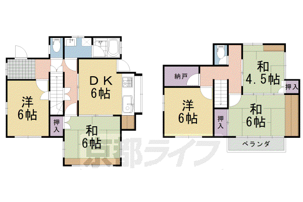 東海道本線 長岡京駅 徒歩9分 2階建 築43年(5DK)の間取り写真