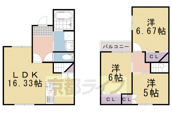 阪急電鉄京都線 西向日駅 徒歩10分 2階建 築6年(3LDK/1階)の間取り写真