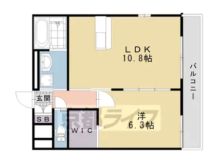 東海道本線 長岡京駅 徒歩43分 3階建 築5年(1LDK/3階)の間取り写真