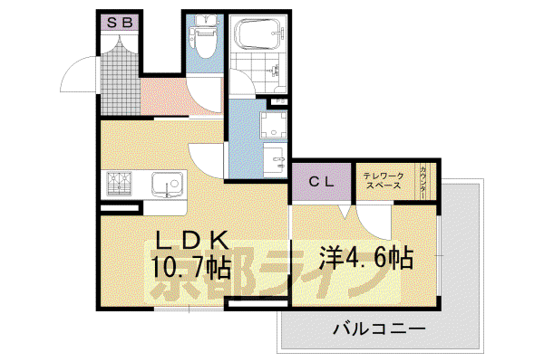 東海道本線 桂川駅(京都) 徒歩9分 3階建 築6年(1LDK/3階)の間取り写真