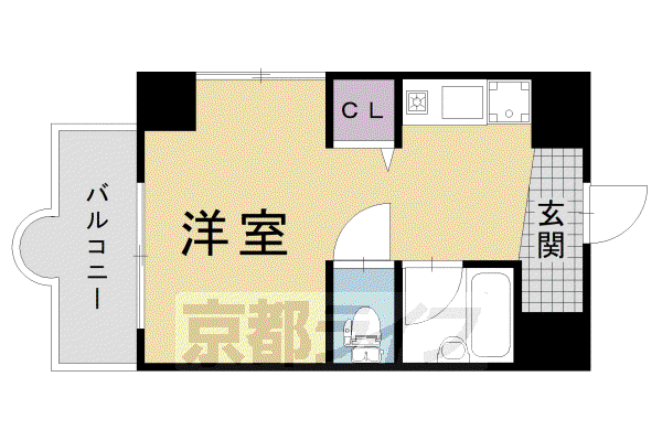 阪急電鉄京都線 長岡天神駅 徒歩3分 5階建 築45年(ワンルーム/3階)の間取り写真