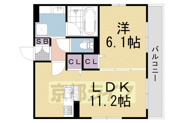 東海道本線 向日町駅 徒歩10分 3階建 築5年(1LDK/1階)の間取り写真