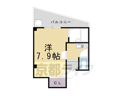 阪急電鉄京都線 東向日駅 徒歩7分 3階建 築31年(1K/3階)の間取り写真