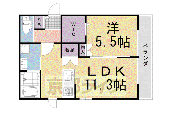 東海道本線 向日町駅 徒歩14分 2階建 築4年(1LDK/2階)の間取り写真