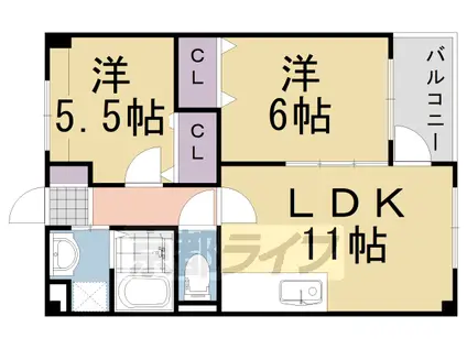 パラドール菱川(2LDK/1階)の間取り写真