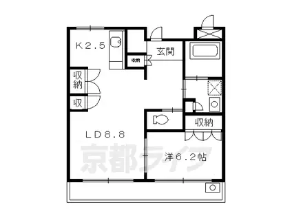 阪急電鉄京都線 上牧駅(大阪) 徒歩3分 4階建 築22年(1LDK/1階)の間取り写真