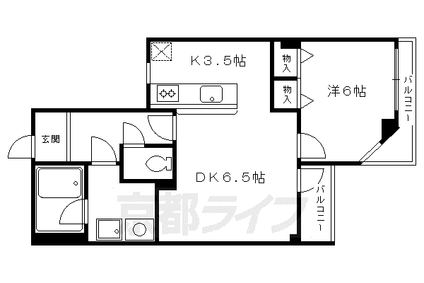 東海道本線 桂川駅(京都) 徒歩9分 5階建 築38年(1LDK/2階)の間取り写真