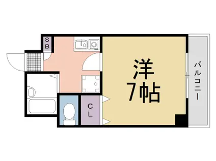 阪急電鉄京都線 大山崎駅 徒歩5分 3階建 築27年(1K/2階)の間取り写真