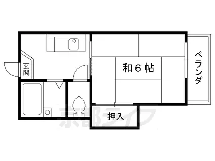 阪急電鉄京都線 長岡天神駅 徒歩5分 2階建 築40年(1K/2階)の間取り写真