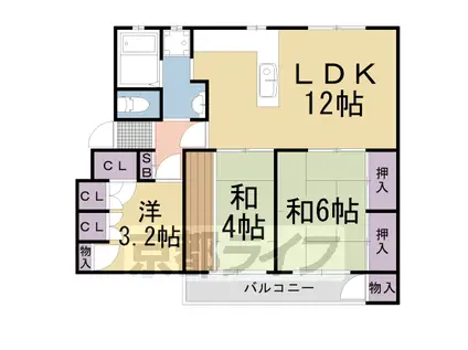 阪急電鉄京都線 長岡天神駅 徒歩8分 5階建 築58年(3LDK/5階)の間取り写真