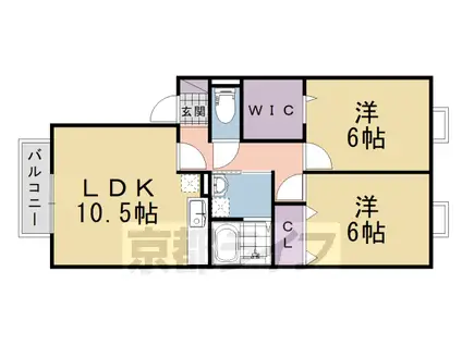 ヴィルヌーブ今里(2LDK/1階)の間取り写真