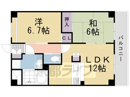 東海道本線 向日町駅 徒歩24分 3階建 築21年(2LDK/1階)の間取り写真