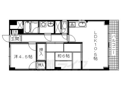 阪急電鉄京都線 西向日駅 徒歩15分 3階建 築46年(2LDK/1階)の間取り写真