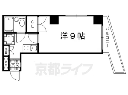 京福北野線 北野白梅町駅 徒歩15分 11階建 築36年(1K/3階)の間取り写真