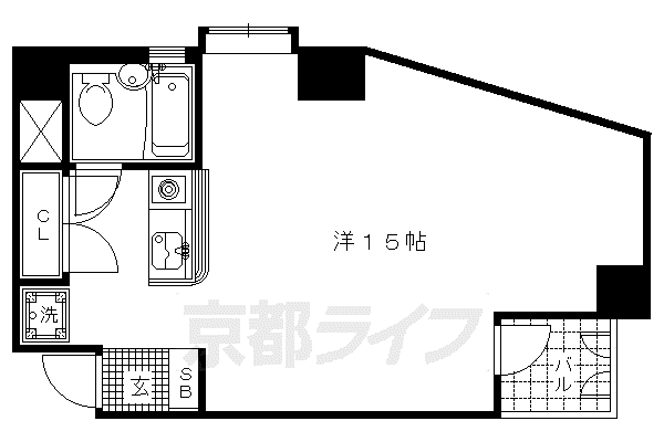京福北野線 北野白梅町駅 徒歩15分 11階建 築36年(ワンルーム/11階)の間取り写真
