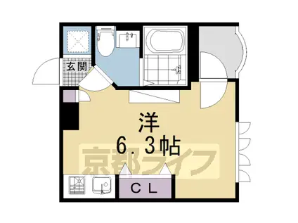 京都市烏丸線 北大路駅 徒歩15分 4階建 築41年(ワンルーム/3階)の間取り写真