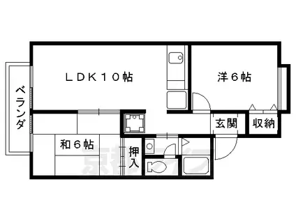 京都市烏丸線 北大路駅 徒歩29分 2階建 築33年(2LDK/2階)の間取り写真
