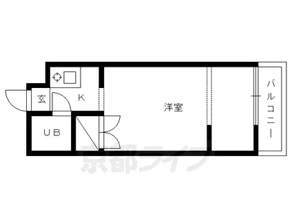 京福北野線 北野白梅町駅 徒歩10分 3階建 築41年(1K/2階)の間取り写真