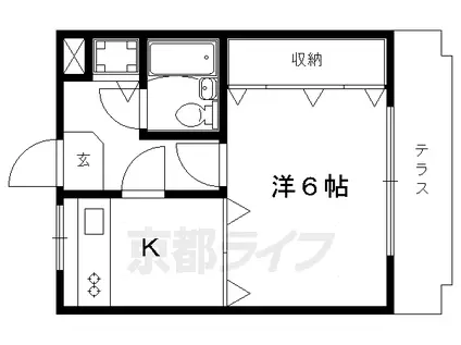 山陰本線 嵯峨嵐山駅 徒歩14分 2階建 築35年(1K/1階)の間取り写真