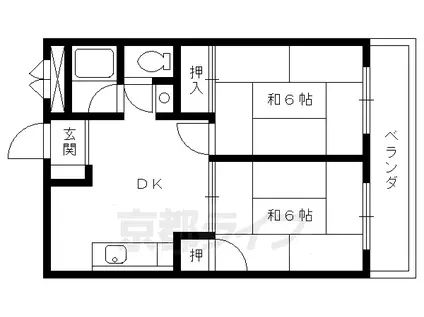 叡山電鉄 岩倉駅(京都) 徒歩5分 2階建 築40年(2LDK/1階)の間取り写真