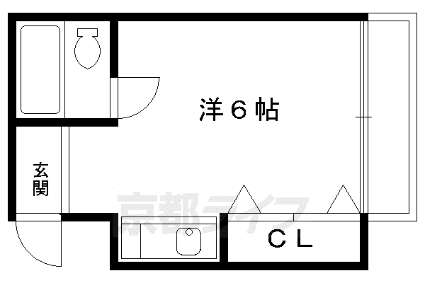 京福北野線 北野白梅町駅 徒歩7分 5階建 築40年(ワンルーム/4階)の間取り写真