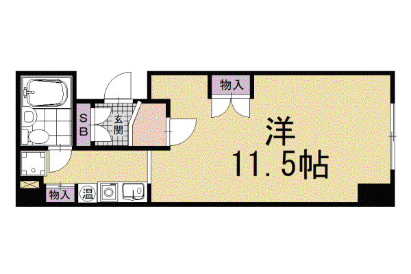 京都市烏丸線 烏丸御池駅 徒歩7分 5階建 築36年(1K/3階)の間取り写真