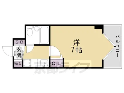 DETOM-1三条通(1K/7階)の間取り写真