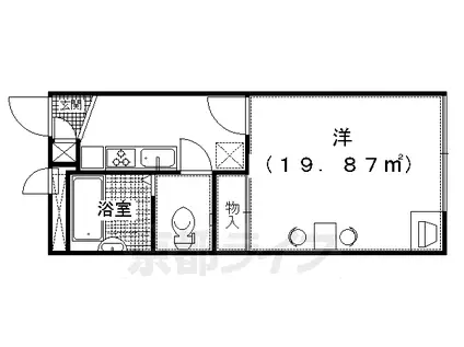 阪急電鉄京都線 東向日駅 徒歩10分 2階建 築23年(1K/1階)の間取り写真