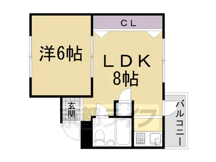 叡山電鉄 元田中駅 徒歩9分 4階建 築43年(1LDK/3階)の間取り写真