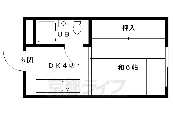 京都市烏丸線 北大路駅 徒歩23分 4階建 築53年(1K/2階)の間取り写真
