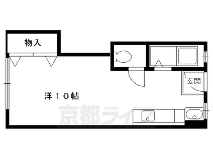 京都市烏丸線 北大路駅 徒歩23分 4階建 築52年(1K/3階)の間取り写真
