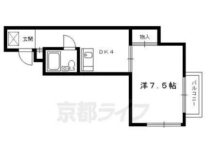 京都市烏丸線 丸太町駅(京都市営) 徒歩12分 4階建 築41年(1DK/4階)の間取り写真