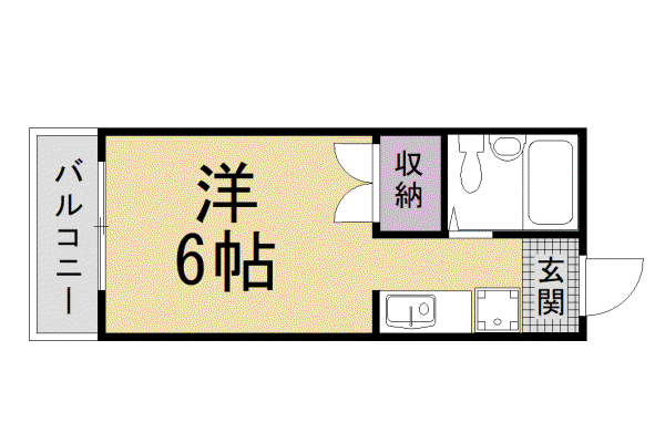 山陰本線 二条駅 徒歩8分 4階建 築43年(ワンルーム/3階)の間取り写真