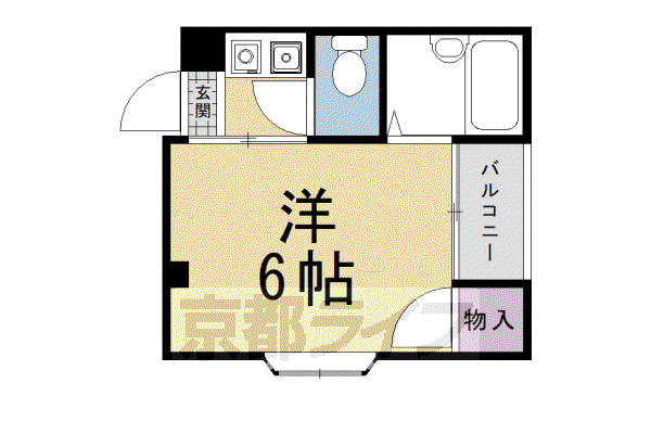 京福北野線 北野白梅町駅 徒歩19分 3階建 築33年(1K/2階)の間取り写真
